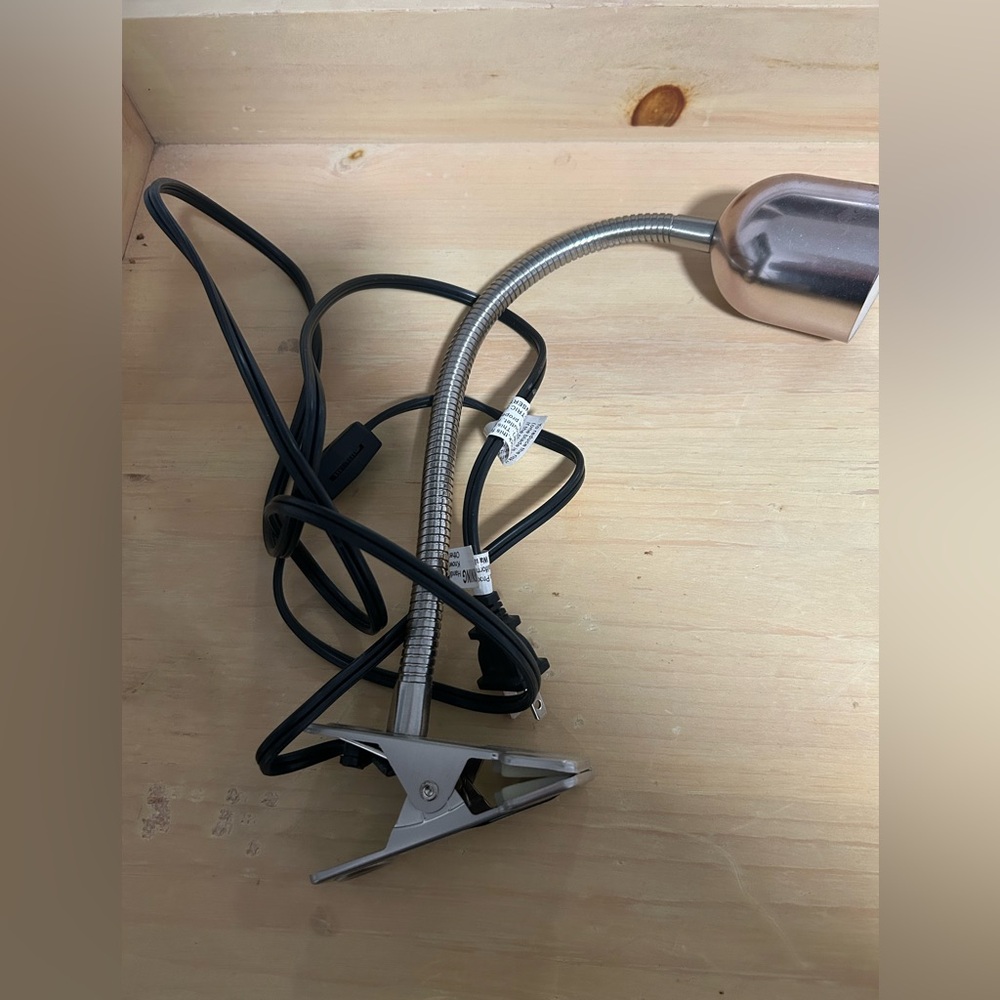 Silver Clip-On Desk Lamp